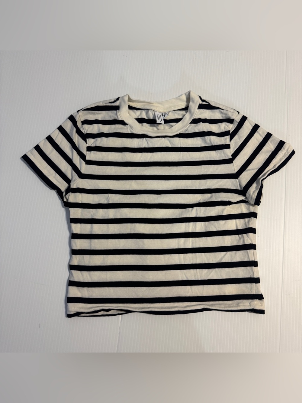 & Other Stories Stripe Tee Black White Breton French Girl Coastal Chic Top Small